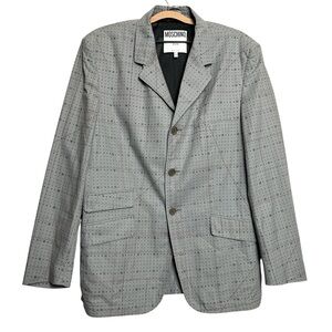 Vintage Moschino Jeans Patterned Gray Blazer Lightweight Cotton 40